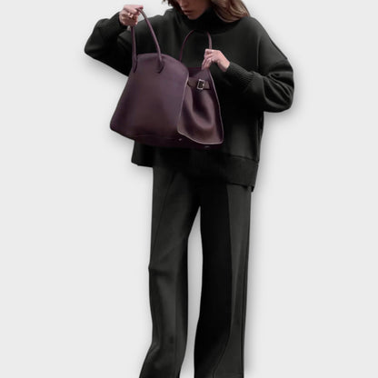 Set di Maglione Rilassato con Collo alto e Pantaloni a gamballarga