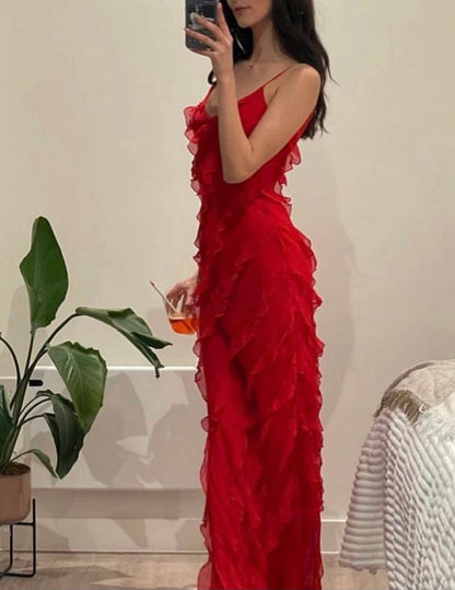 Zara - Abito maxi con volant