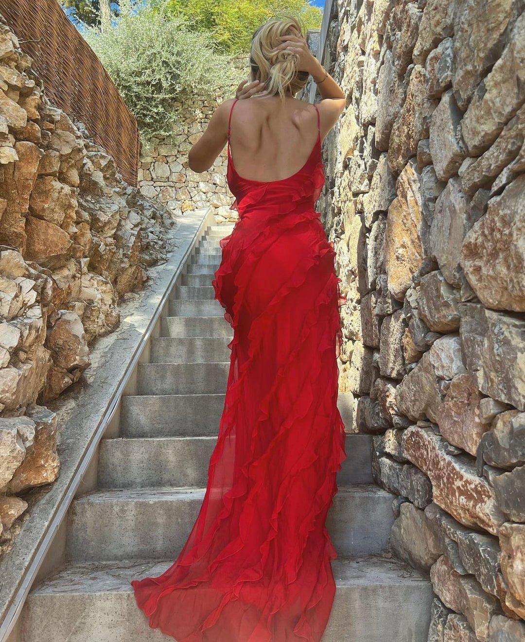 Zara - Abito maxi con volant