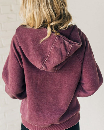 NALAS - Felpa con cappuccio Henley di Lavaggio acid wash