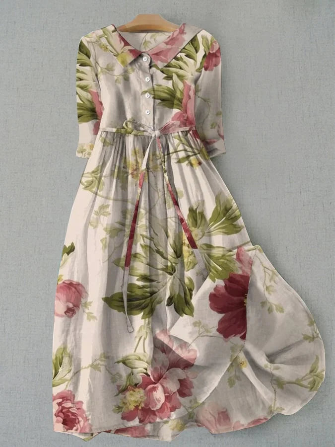 Baylee - Abito floreale vintage in pizzo con vita