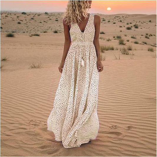 Ismena - Abito Maxi Boho di Pois