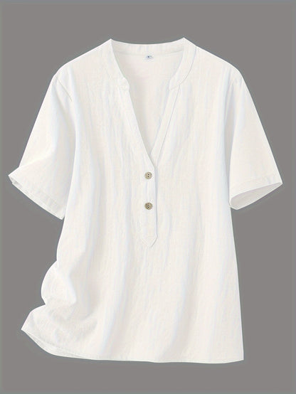 Sharron - Blusa elegante di collo a V con bottoni