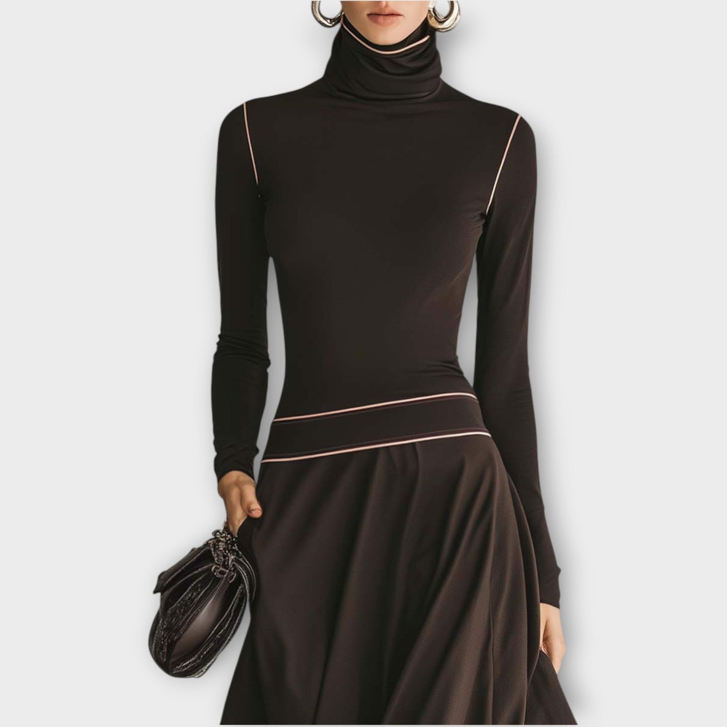 Abito maxi Elegante con Collo alto