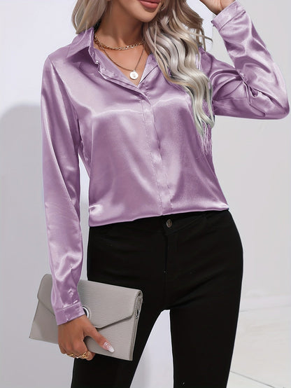 Luna - Blusa di satin con bottoni