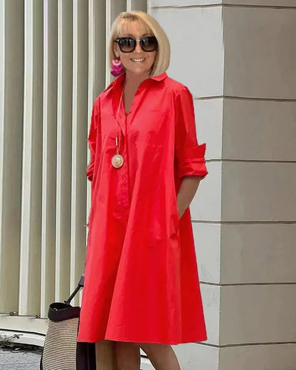 Vireya - Abito midi con Collo di Camicia e Tasca