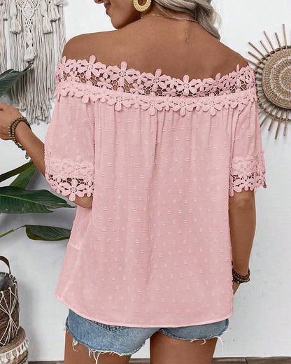 Blusa di Un Spalla con Pizzo e Fiore 3D