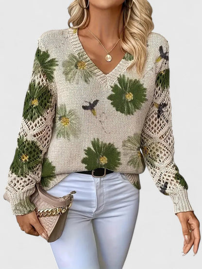 CHARLIE – MAGLIONE DI PUNTO CON FASCINO FLOREALE