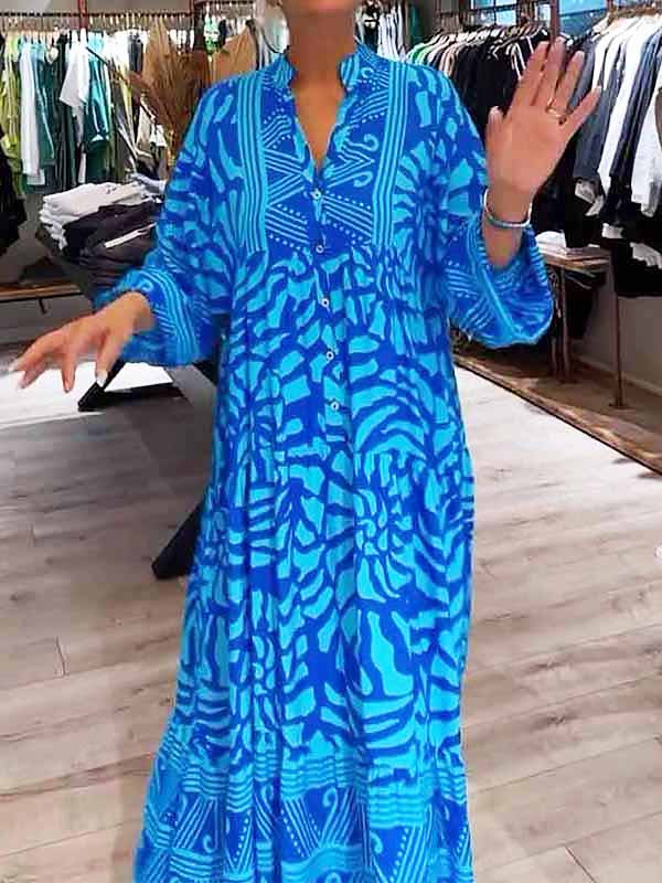Elka™ - Abito Morbido Stampato con scollo a V da donna