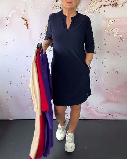 Olivia™ - Abito Casual Comodo con Scollo a V Sólido