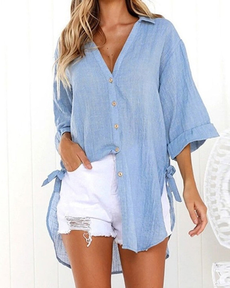 Camicia Larga con Lazos ai Lados