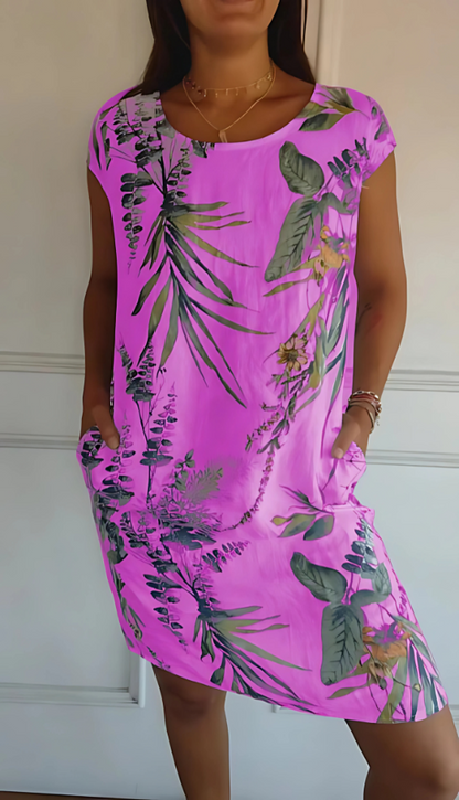 Iris - Abito stampato casual di corte holgado hasta la rodilla