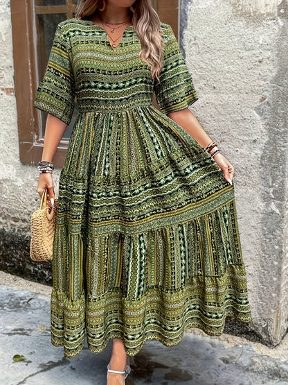 Sylpha - Abito Boho di Stampato Étnico Elegante