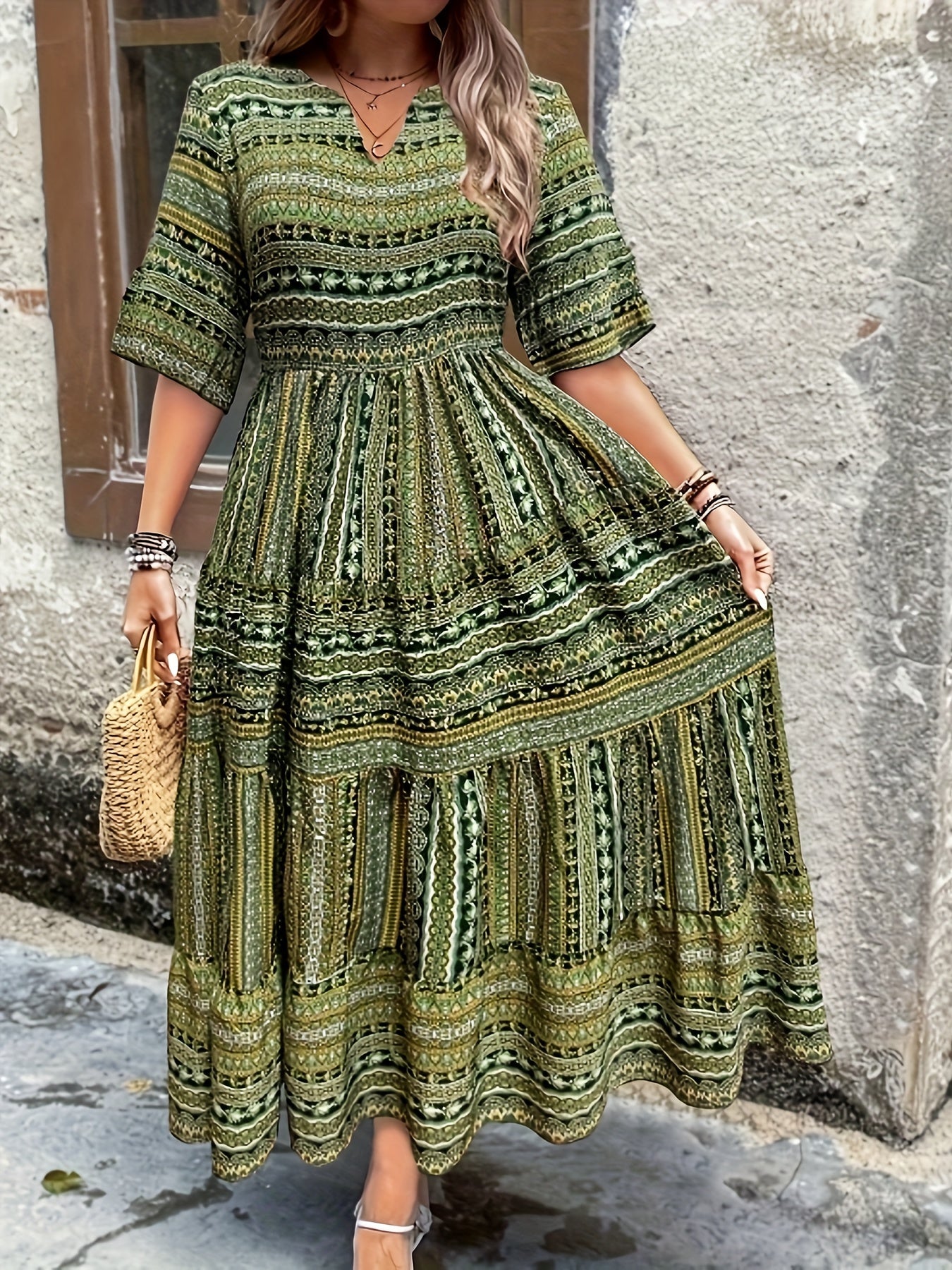 Sylpha - Abito Boho di Stampato Étnico Elegante