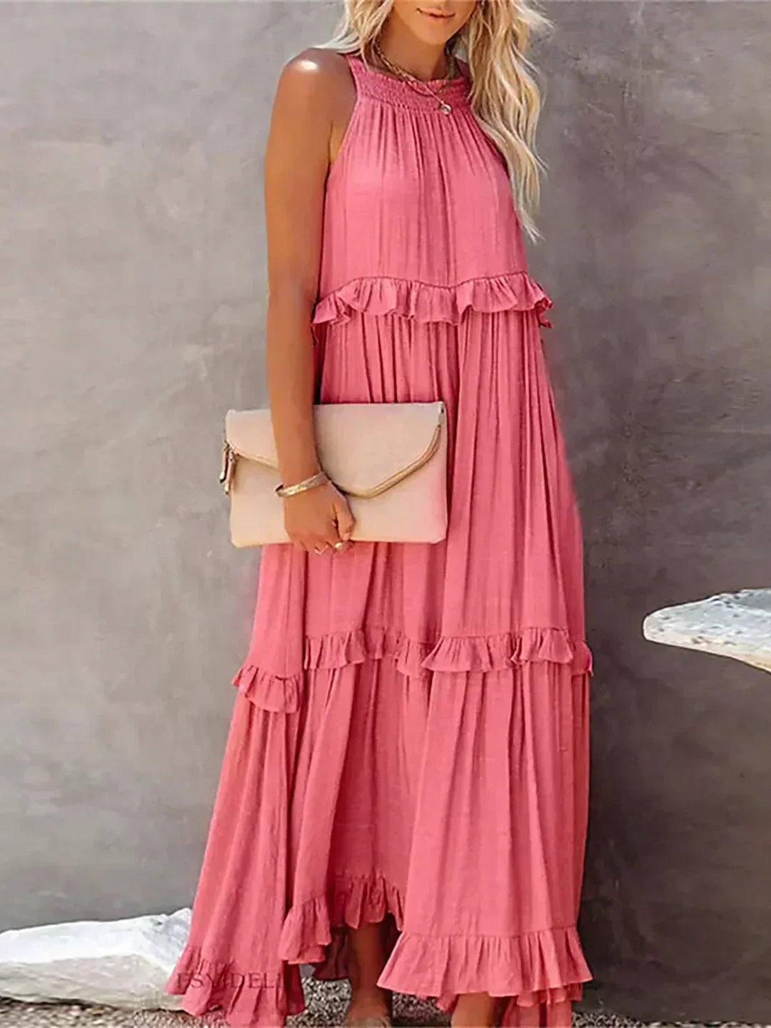 Ilona - Abito Halter con Volant e Tasche Maxi
