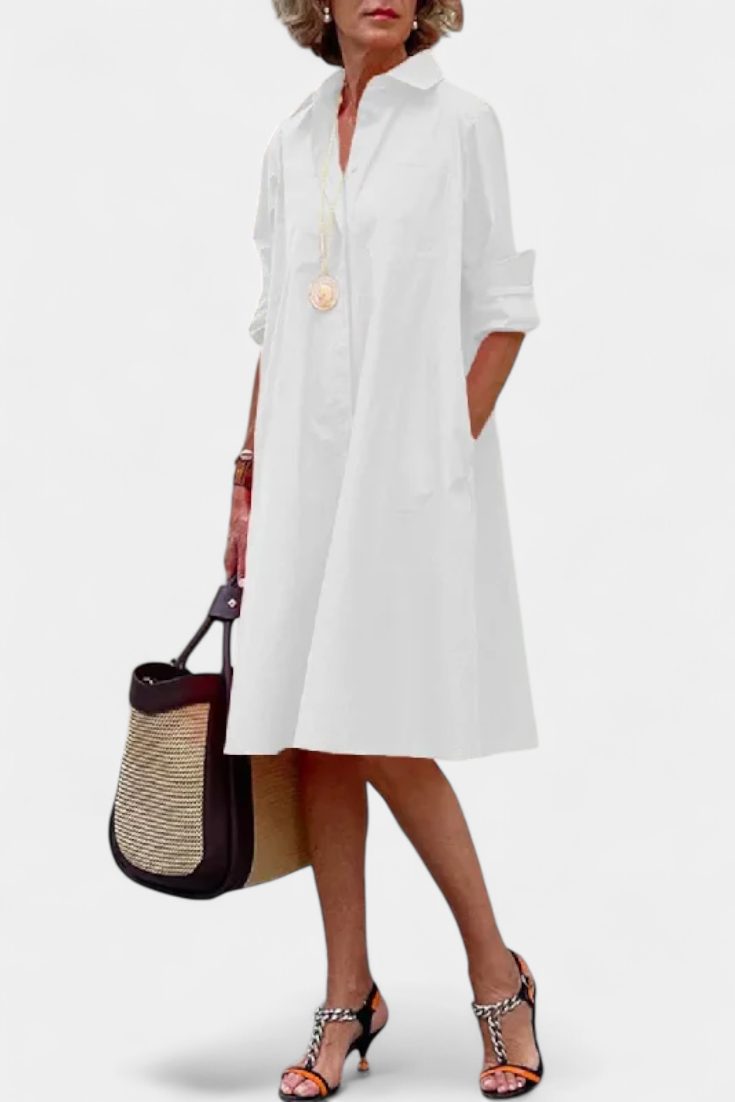 Larissa Abito in Cotone Seda con Collo a rever