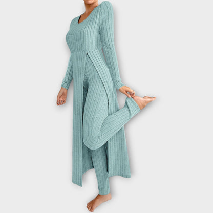 Set Lounge di Maglia Acanalado con Tunica di scollo a V