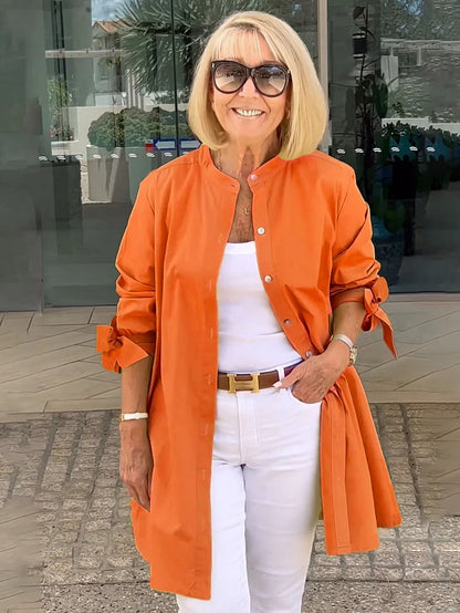 Elliora - Shacket in cotone con schiena arricciata