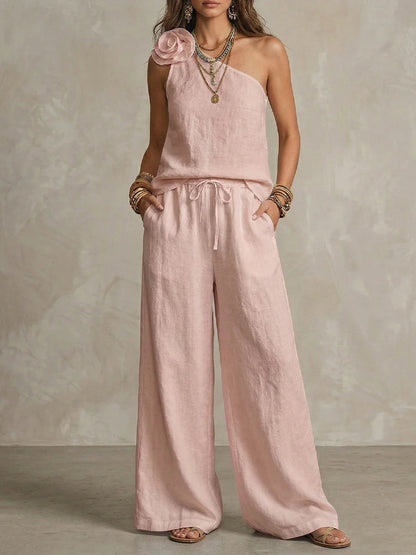 Set Bicolor Elegante - Camicia Senza maniche e Pantaloni