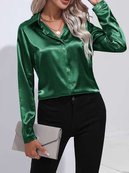 Luna - Blusa di satin con bottoni