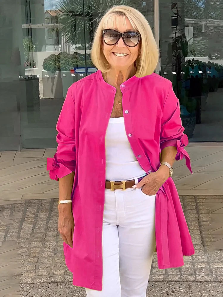 Elliora - Shacket in cotone con schiena arricciata
