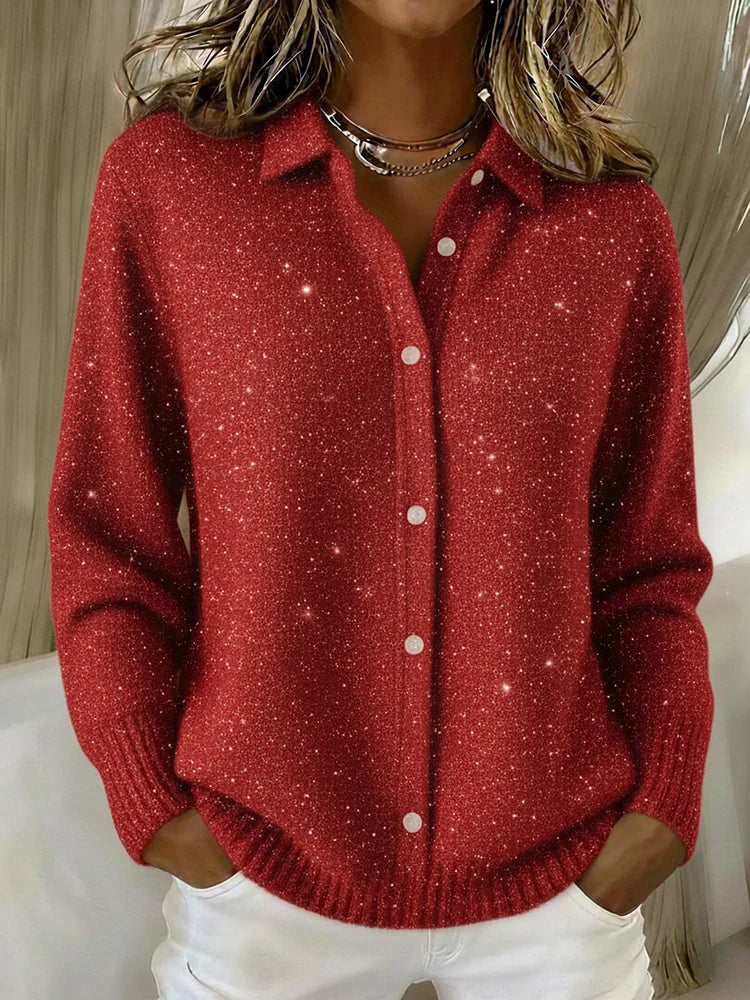 Maglione di Navidad per donne con bottoni, lentejuelas e dettagli brillanti