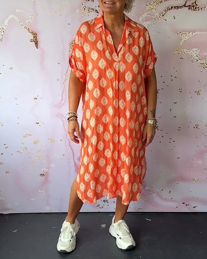 ELEANORA – ABITO CAMISERO IMPRESO CON SOLAPA LARGA