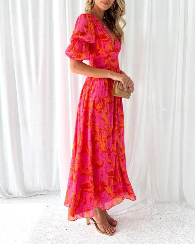 DERANA - ABITO MAXI ROSA ROSSO
