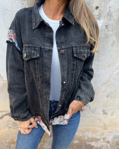 EVA - Giacca Casual di Patchwork in denim