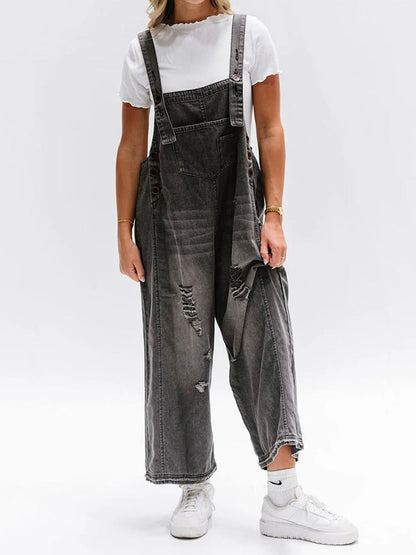 ELESSA – OVERALLS DI DENIM DI VESTIBILITÀ LARGO IN LOOK DESGASTADO