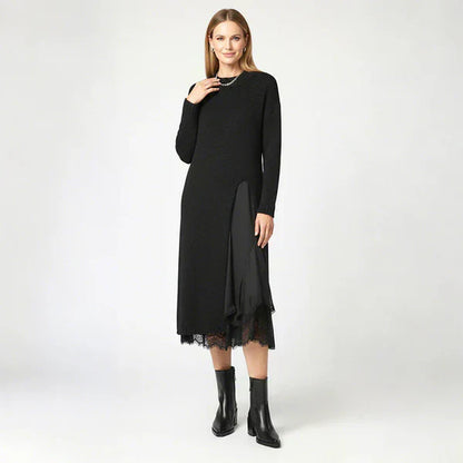 Miraluna | Abito midi Elegante con dettaglio di Pizzo