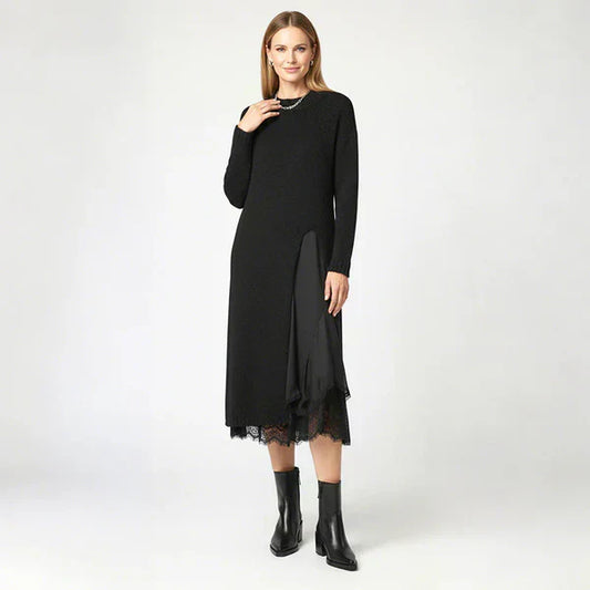 Miraluna | Abito midi Elegante con dettaglio di Pizzo