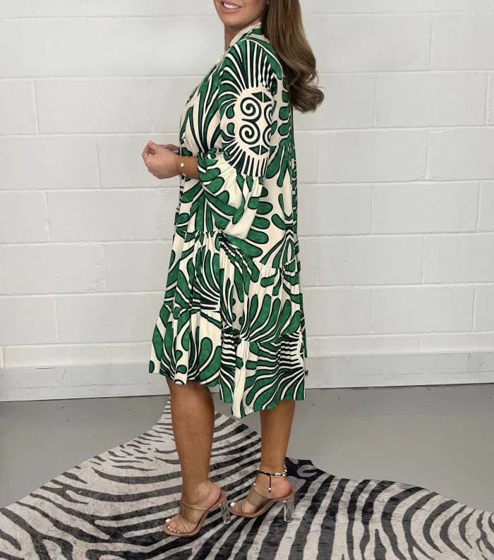 Fenella - Abito Midi di Scollo a V Stampato