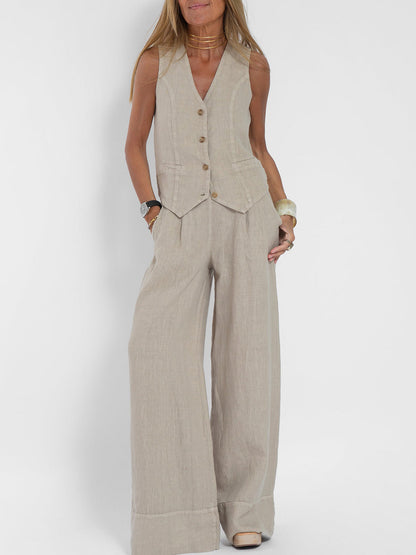 Jessica - Set Gilet Con bottoni & Pantaloni a gamballarga