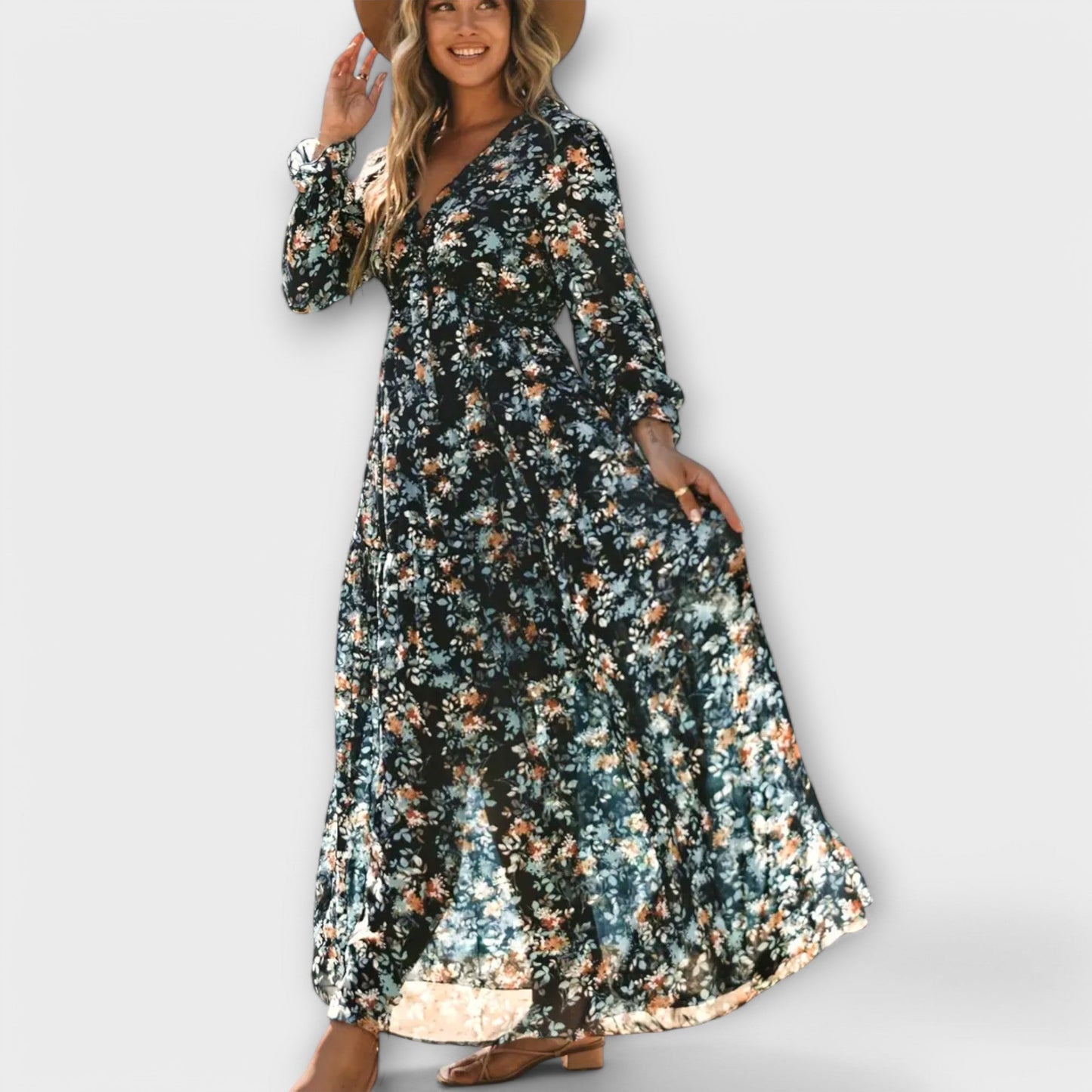 Juno - Elegante Abito Maxi Floreale