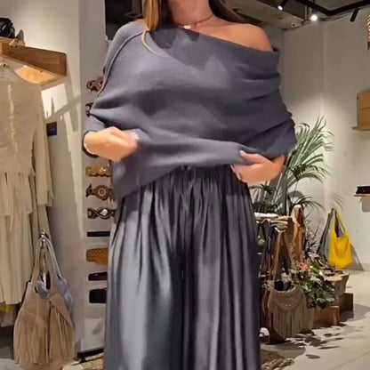 Set di salón elegante di due pezzi con spalle descubiertos – morbido, valorizzante ed elegantemente casual