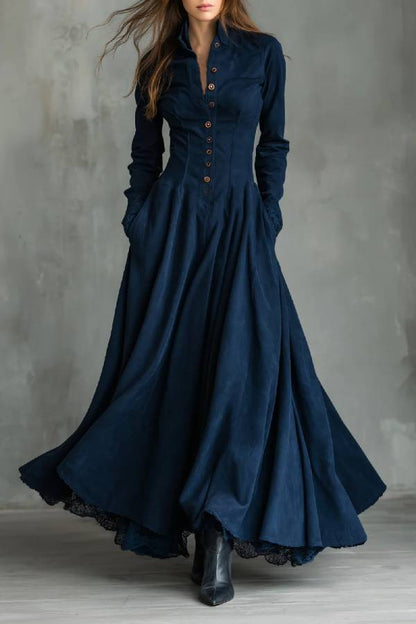 Zendaya | Abito Maxi con collo chemisier