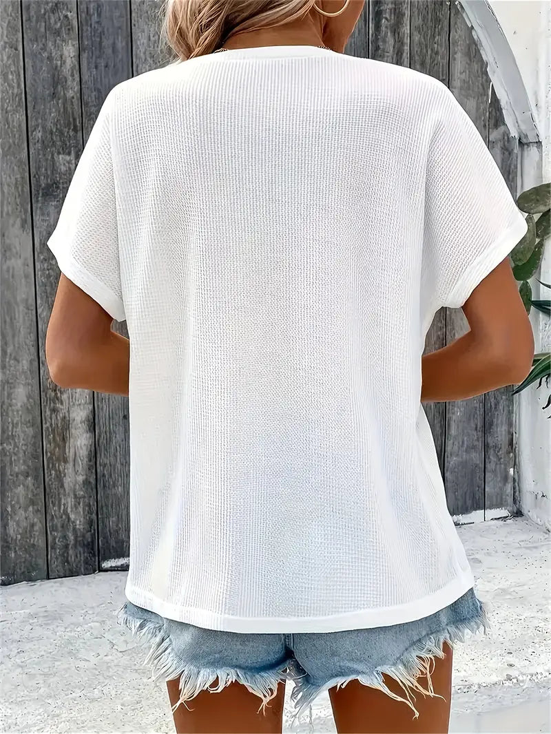 Marylou - Top Casual di Collo rotondo e Manica corta