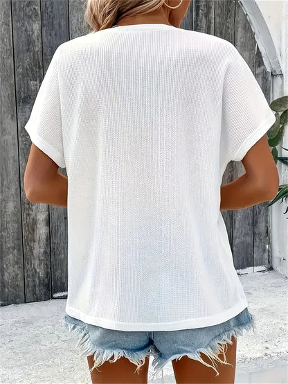 Marylou - Top Casual di Collo rotondo e Manica corta