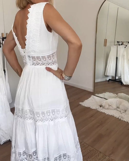 Mirna - Abito con spalline in pizzo con scollo a V