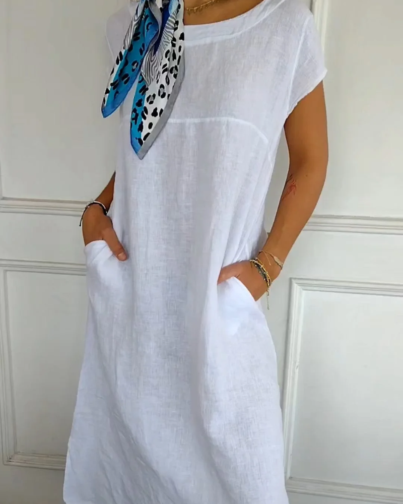 Juniper - Abito in cotone Lino a la Moda con tasche