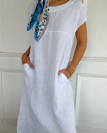 Juniper - Abito in cotone e lino alla moda con Tasche