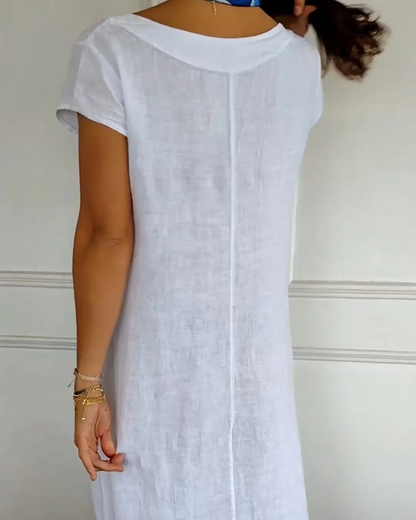 Juniper - Abito in cotone Lino a la Moda con tasche