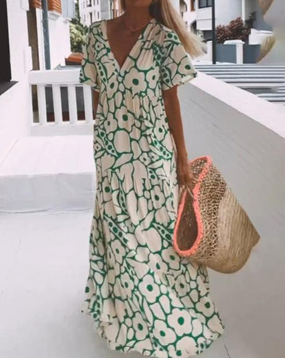 ESTER - Abito Maxi con Maniche corte
