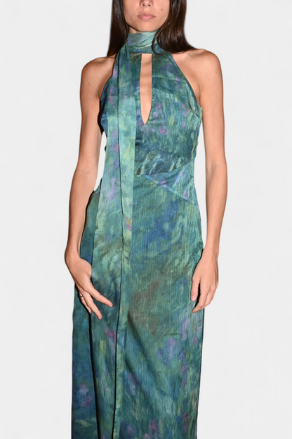 Moana Abito in Chiffon con Stampa Ispirato a Monet
