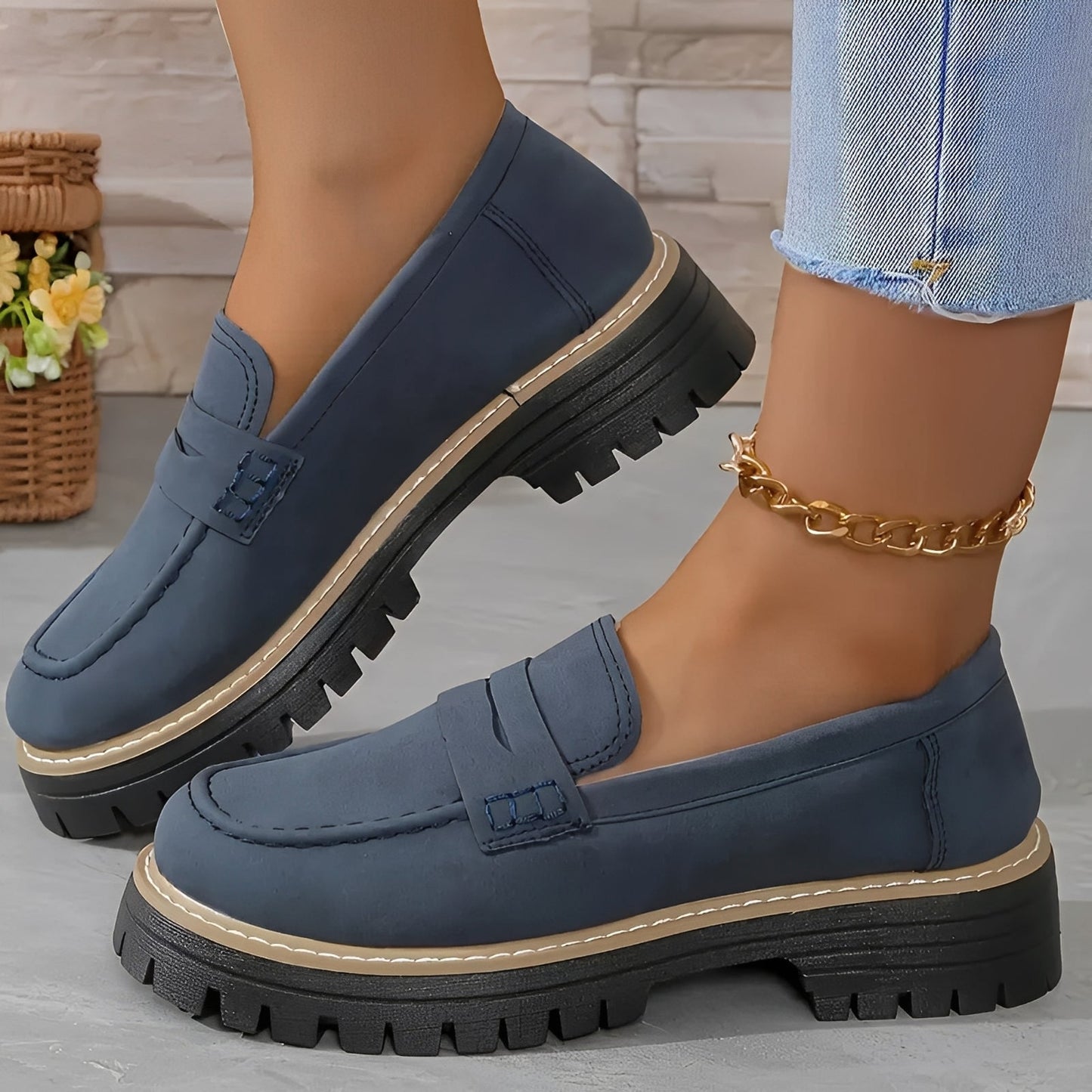Elise - Eleganti mocassini con platform mate per donna