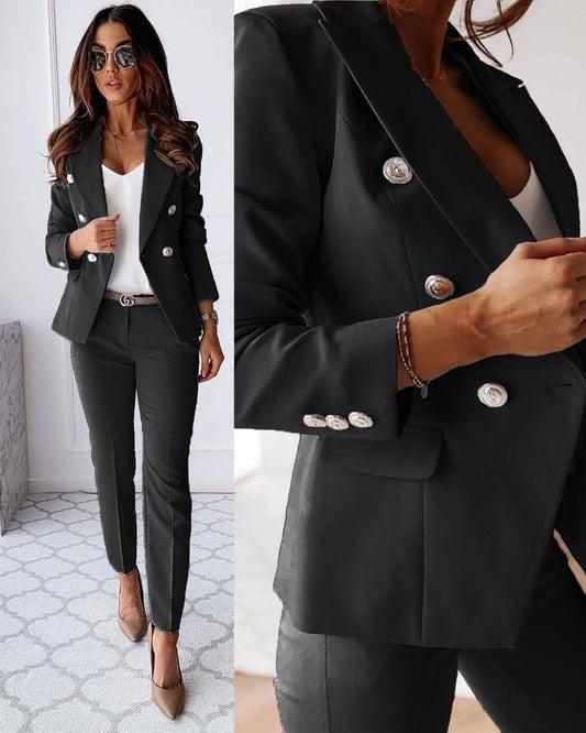 Completo Doppio Abotonado per Donne – Blazer a Misura e Pantaloni Eleganti