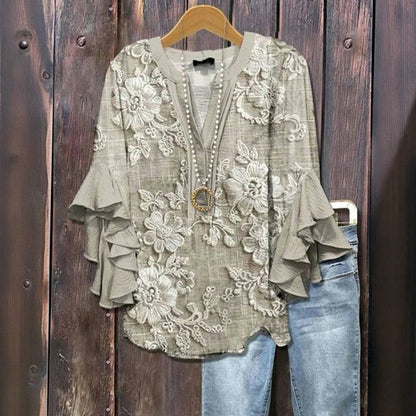 Viola™ - BLUSA DI STAMPA FLOREALE VINTAGE