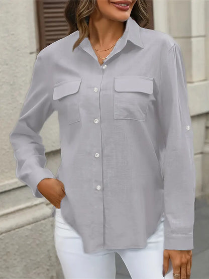 Athena - Camicia di Cotone con Tasche Frontali