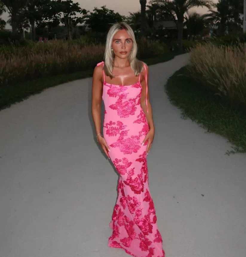 LILY - Abito maxi Floreale Con Tiras Regolabili